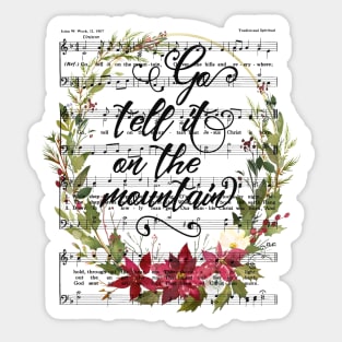 Go Tell it On the Mountain, Christmas Floral Hymn Sticker